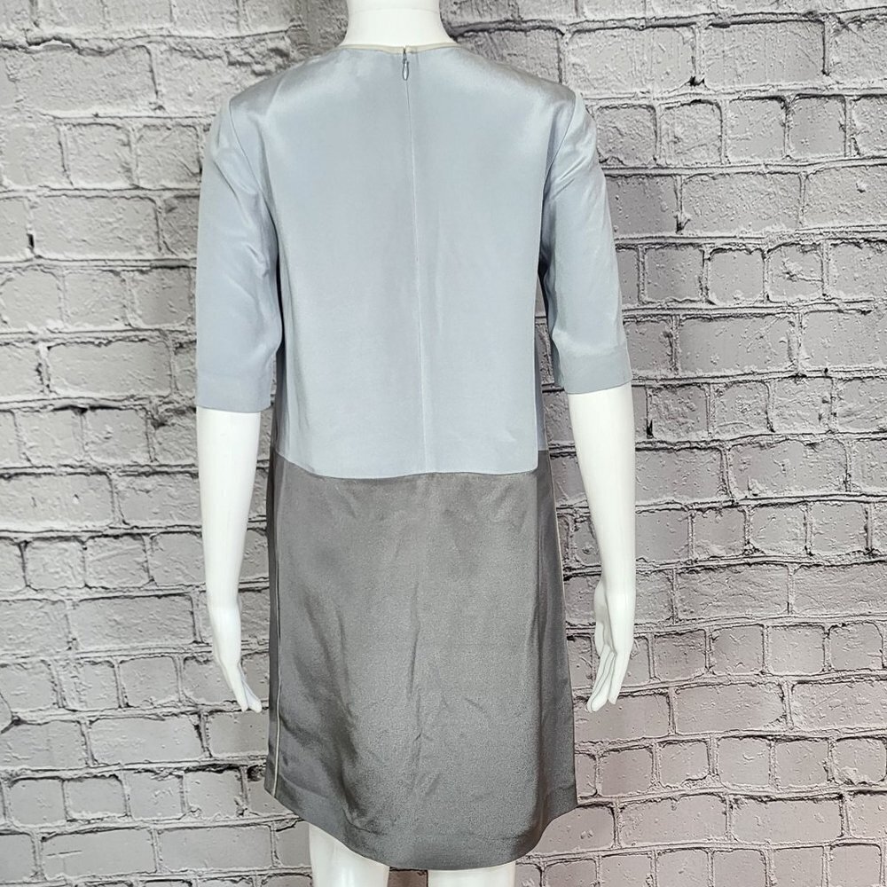 Jigsaw Silk Two Tone Blue and Grey Dress, Women's 4, NWT - Picture 4 of 9